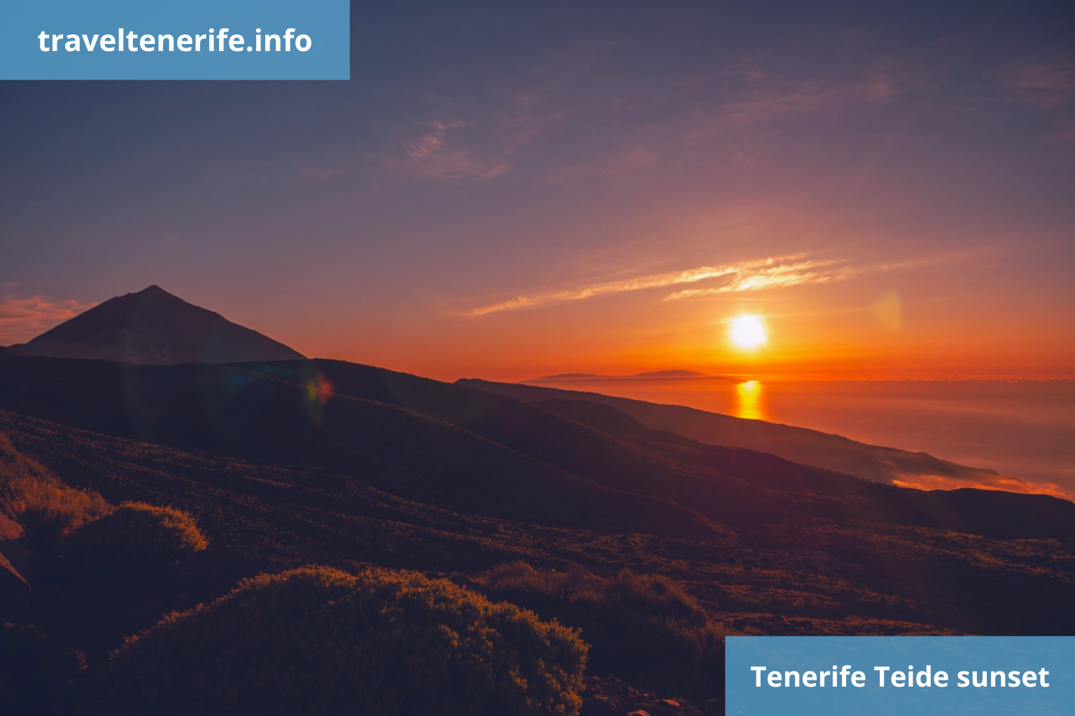 puesta de sol en el parque del teide tenerife