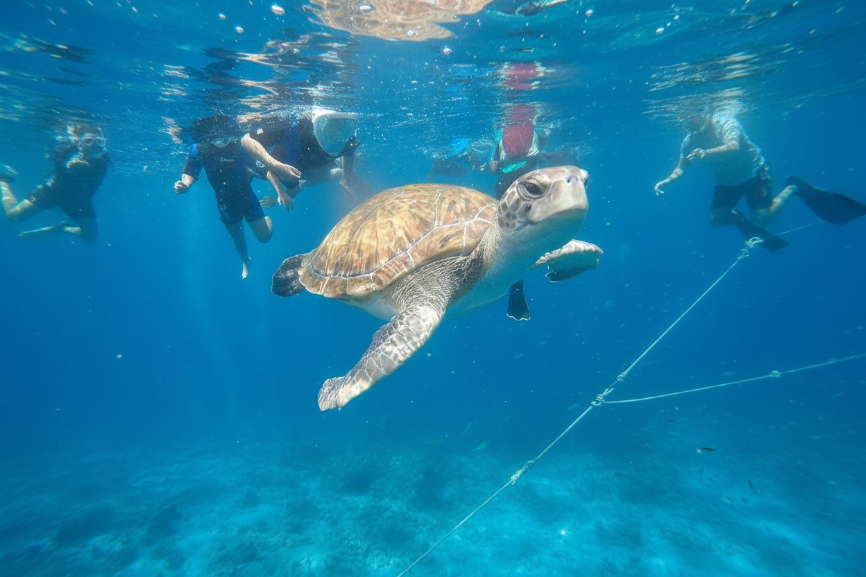 Snorkelling with turtles